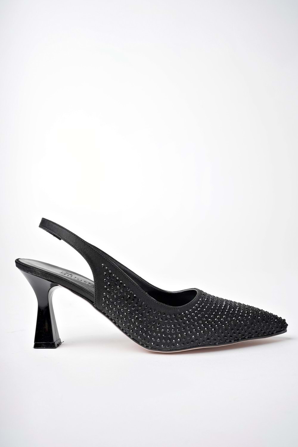 BulutMod Siyah Kadın Taşlı Arka Lastikli Klasik Topuklu Ayakkabı - Siyah - 40