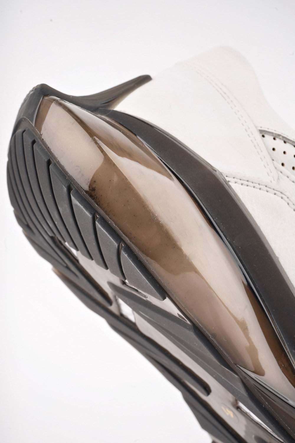 BulutMod Beyaz Erkek Hakiki Deri Delikli Şeffaf Tabanlı Spor Ayakkabı - Beyaz - 40