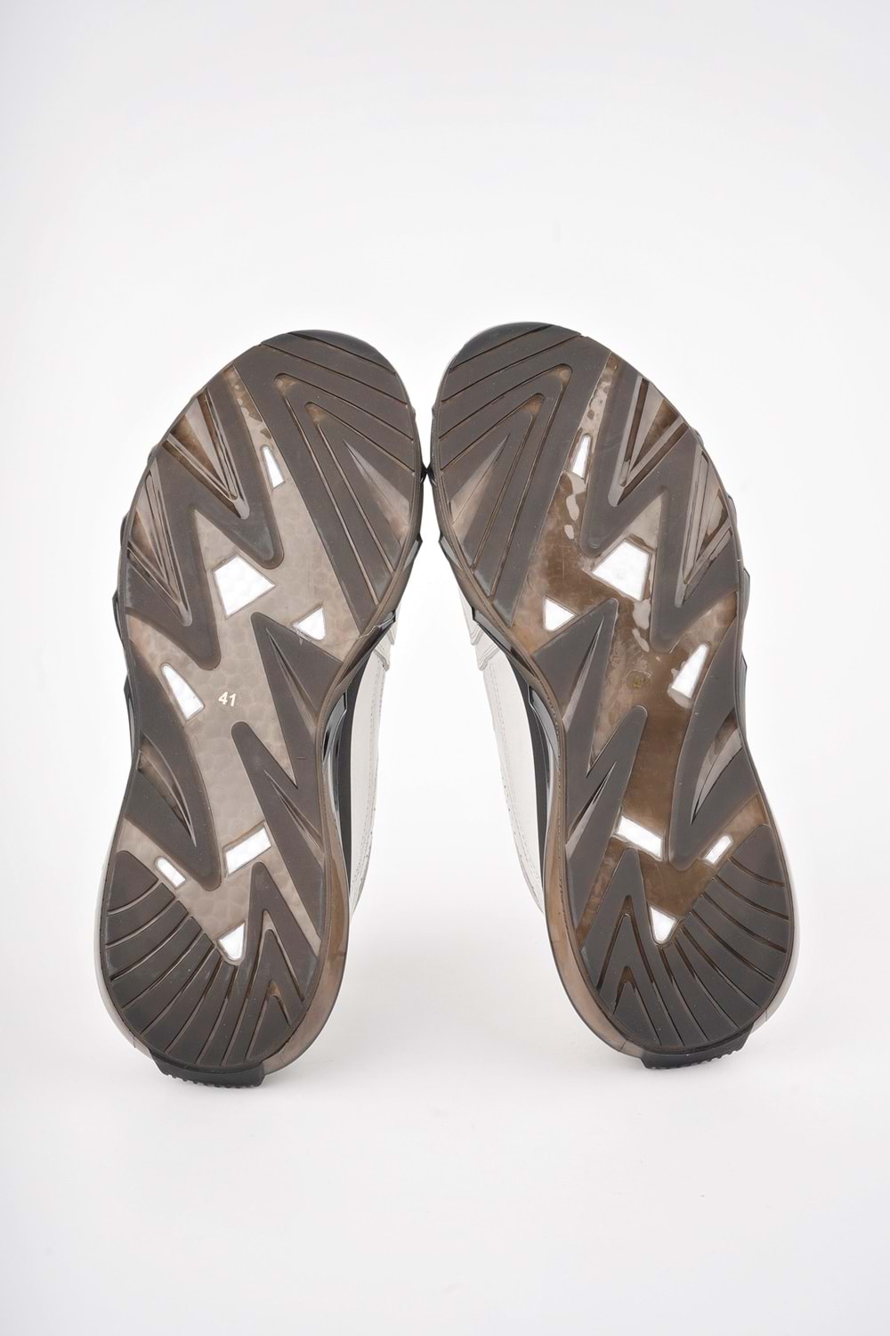 BulutMod Beyaz Erkek Hakiki Deri Delikli Şeffaf Tabanlı Spor Ayakkabı - Beyaz - 40