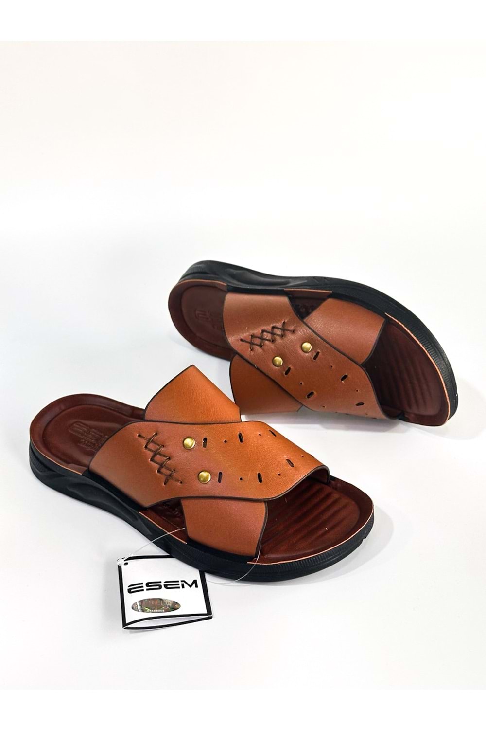 ESEM BA04513 Taba Erkek Çapraz Günlük Yumuşak Taban Terlik - Taba - 45