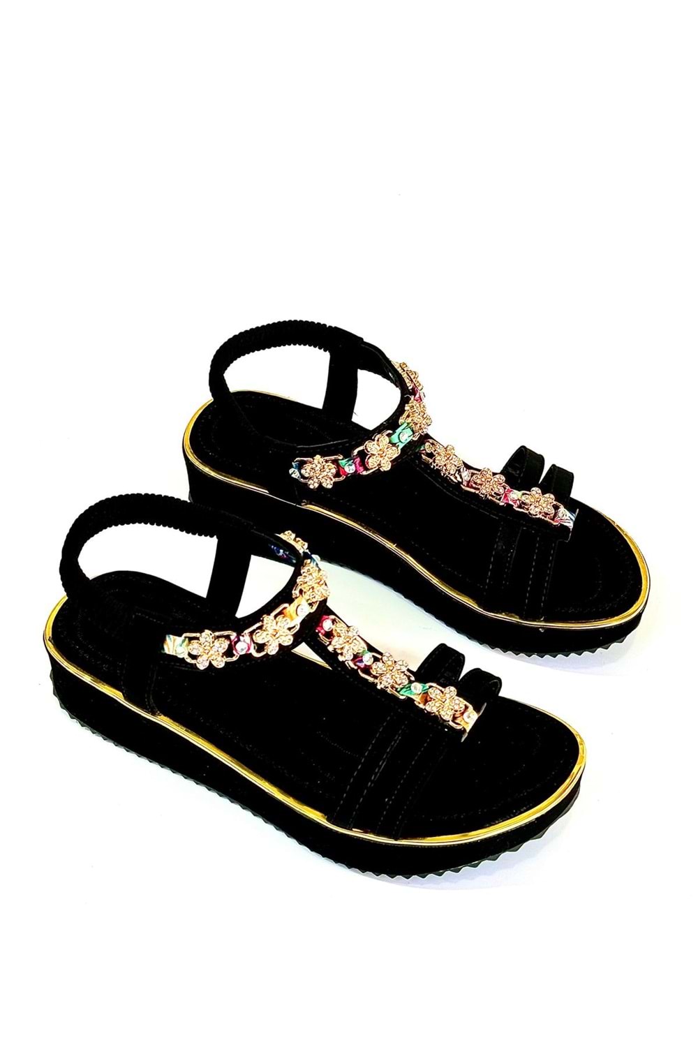 Guja BA04527 Siyah Kadın Orta Taş Kemer Günlük İthal Kalın Taban Sandalet - Siyah - 40