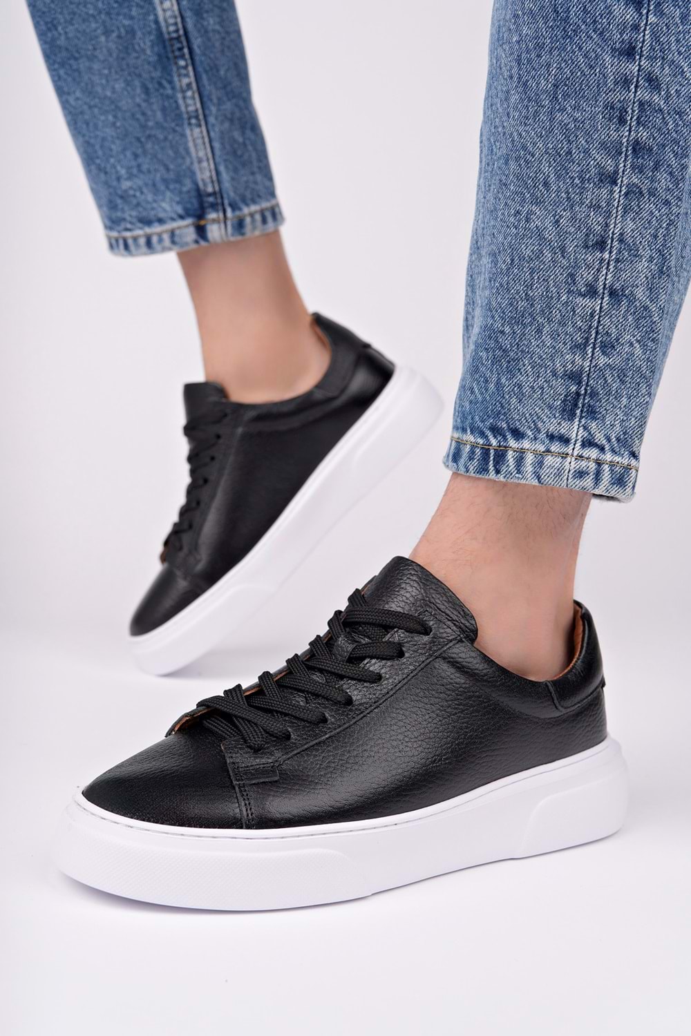 BulutMod BA04582 Siyah T Erkek Hakiki Deri İç Dış Deri Yüksek Eva Taban - 41