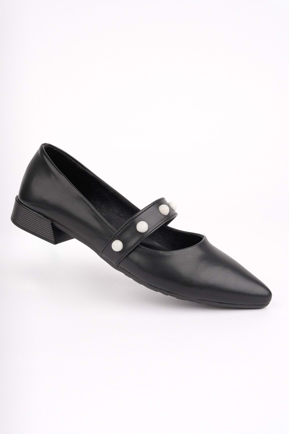 BulutMod BA04595 Siyah İ Kadın İnci Bantlı Günlük Büyük Numara Babet - 38