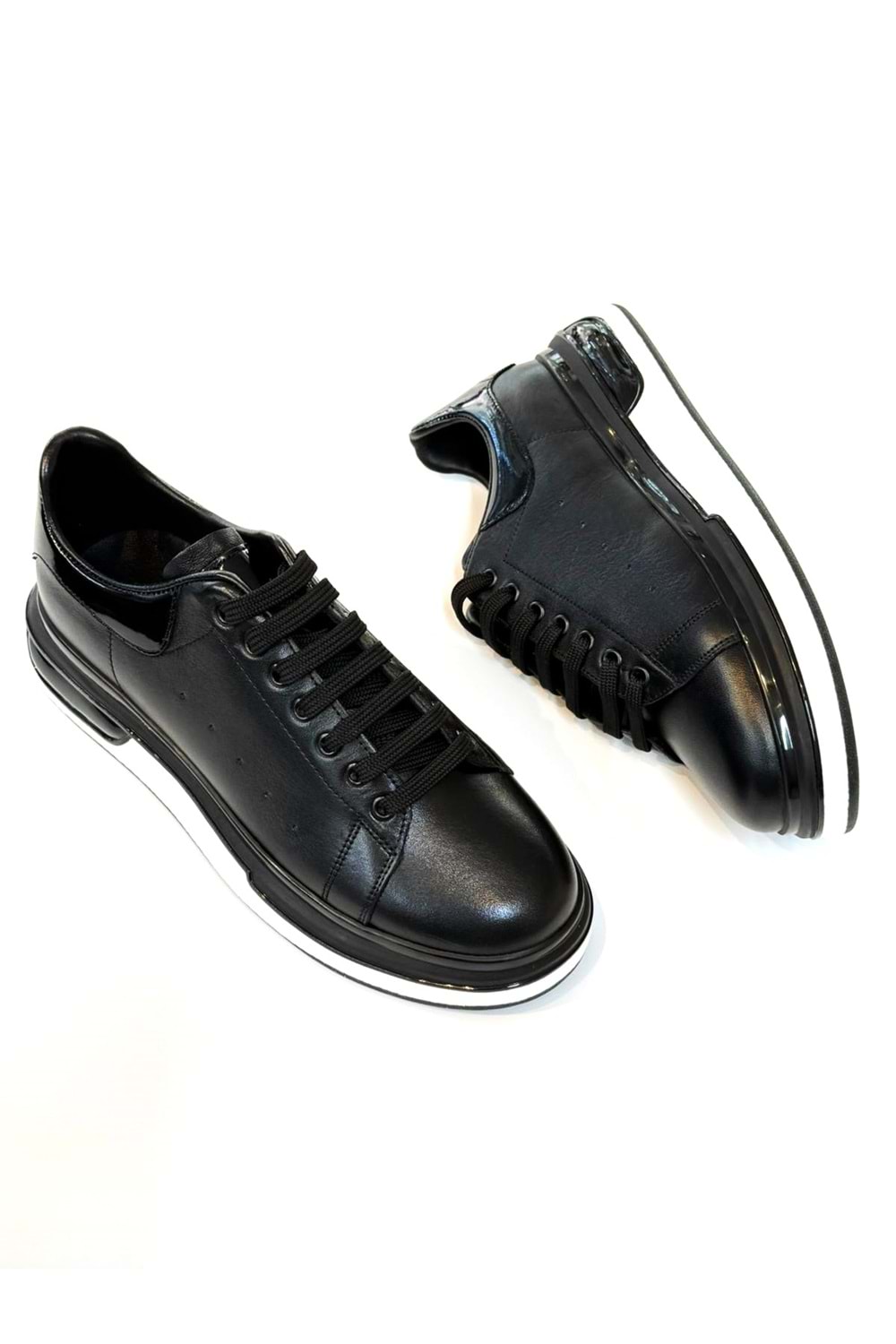 BulutMod BA04601 Siyah S Erkek Hakiki Deri Alx Günlük Yüksek Taban Sneaker Ayakkabı - 41