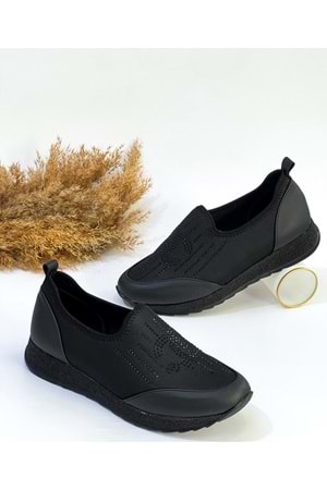 BulutMod BA04151 Siyah Kadın Bağcıksız Taşlı Büyük Numara Günlük Spor Ayakkabı
