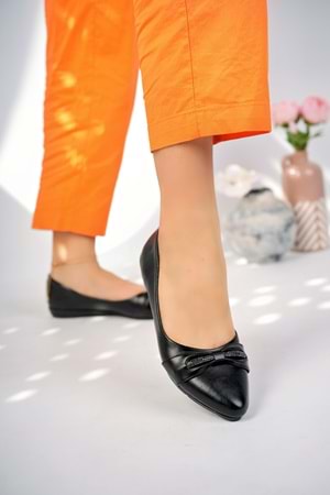 bulutmod BA04252 Siyah Kadın Orta Taşlı Günlük Büyük Numara Babet - SİYAH - 36