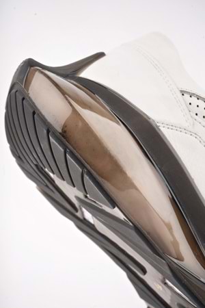 BulutMod Beyaz Erkek Hakiki Deri Delikli Şeffaf Tabanlı Spor Ayakkabı - Beyaz - 40