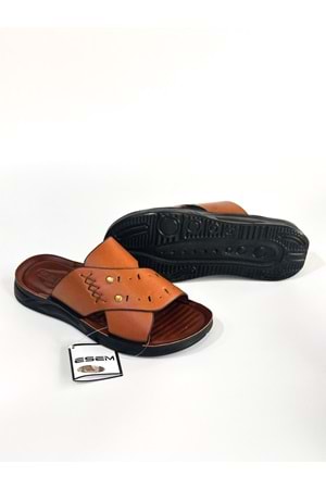ESEM BA04513 Taba Erkek Çapraz Günlük Yumuşak Taban Terlik - Taba - 45