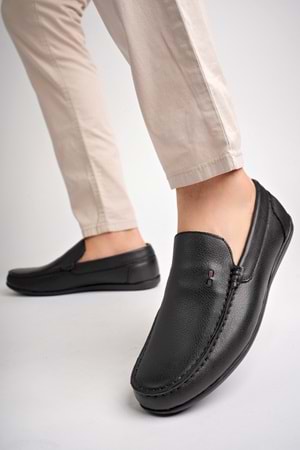 BulutMod BA04538 Siyah Erkek Düz Baskılı Hakiki Deri Günlük Ayakkabı - Siyah Deri - 41