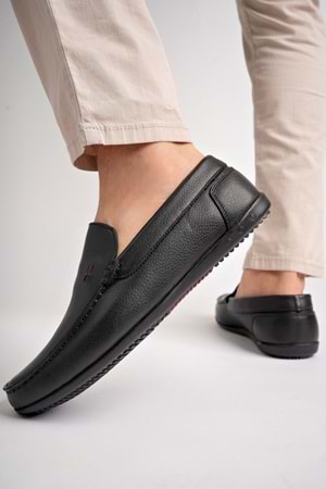 BulutMod BA04538 Siyah Erkek Düz Baskılı Hakiki Deri Günlük Ayakkabı - Siyah Deri - 41