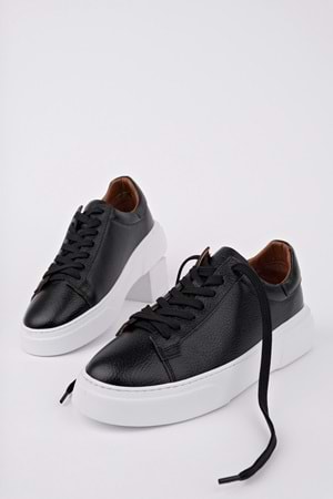 BulutMod BA04582 Siyah T Erkek Hakiki Deri İç Dış Deri Yüksek Eva Taban - 41