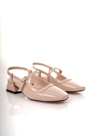 BulutMod BA04584 Ten Rugan Kadın Kemer Lastikli Kare Burun 3 Cm Topuklu Ayakkabı - 37