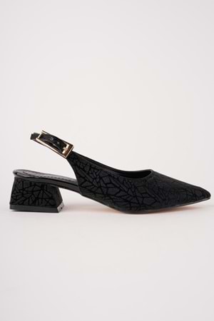 BulutMod BA04598 Siyah S Kadın Altın Toka Günlük Abiye 3 Cm Kısa Topuklu Ayakkabı - 39