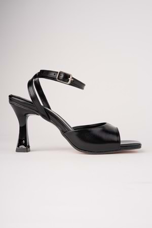 BulutMod BA04599 Siyah Kadın Bilek Dolama Tek Bant 8 Cm Topuklu Ayakkabı - 40