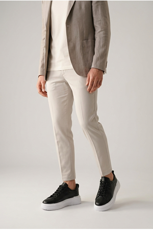 BulutMod BA04601 Siyah Erkek Hakiki Deri Arka Metal Günlük Yüksek Taban Sneaker Ayakkabı - 41