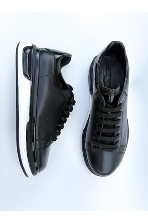 BulutMod BA04601 Siyah S Erkek Hakiki Deri Alx Günlük Yüksek Taban Sneaker Ayakkabı - 41