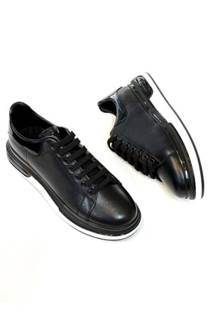 BulutMod BA04601 Siyah S Erkek Hakiki Deri Alx Günlük Yüksek Taban Sneaker Ayakkabı - 41