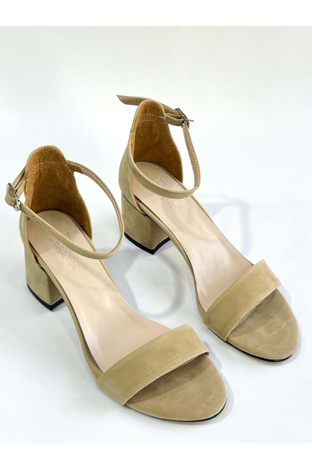 BulutMod Ten Kadın Süet Tek Bant Klasik Topuklu Ayakkabı - Ten - 39