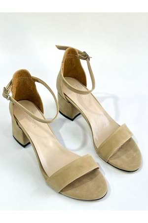 BulutMod Ten Kadın Süet Tek Bant Klasik Topuklu Ayakkabı - Ten - 39