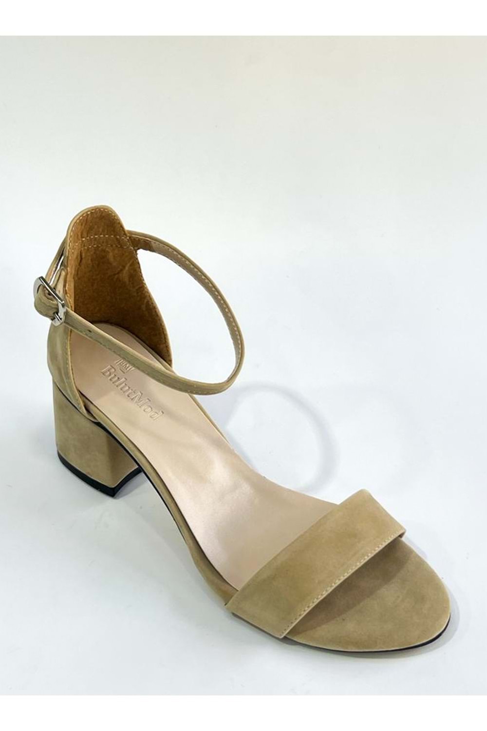BulutMod Ten Kadın Süet Tek Bant Klasik Topuklu Ayakkabı - Ten - 39