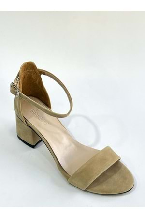 BulutMod Ten Kadın Süet Tek Bant Klasik Topuklu Ayakkabı - Ten - 39