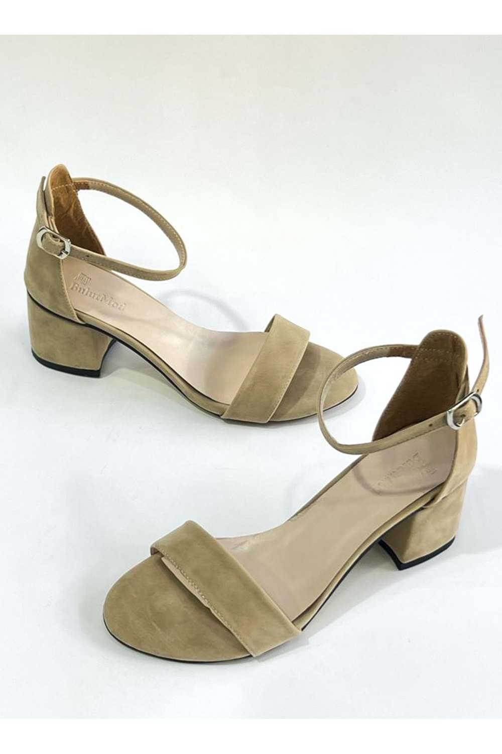 BulutMod Ten Kadın Süet Tek Bant Klasik Topuklu Ayakkabı - Ten - 39