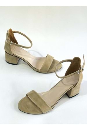 BulutMod Ten Kadın Süet Tek Bant Klasik Topuklu Ayakkabı - Ten - 39