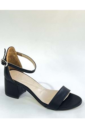 BulutMod Siyah Kadın Deri Tek Bant Klasik Topuklu Ayakkabı - Siyah Deri - 37