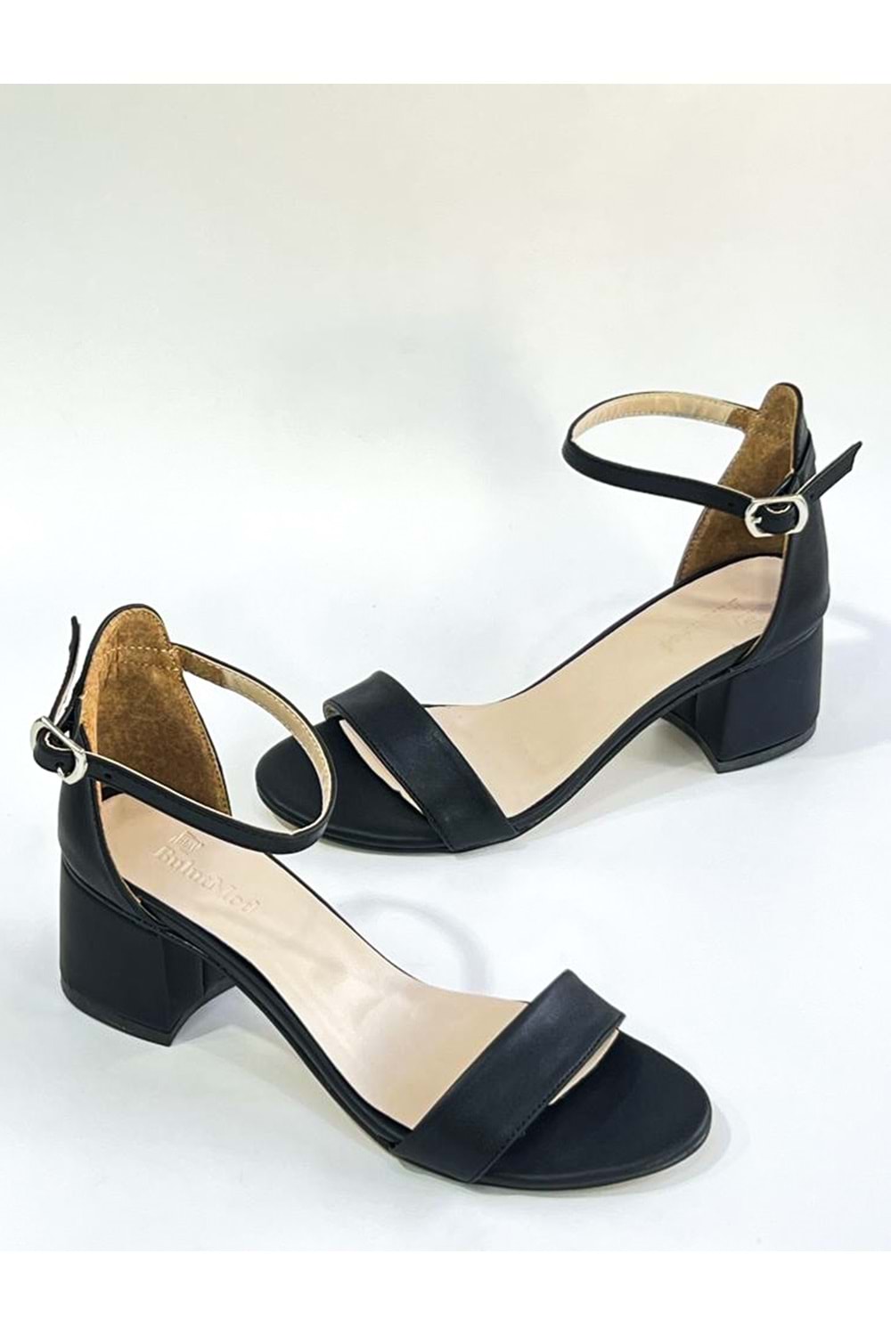 BulutMod Siyah Kadın Deri Tek Bant Klasik Topuklu Ayakkabı - Siyah Deri - 38