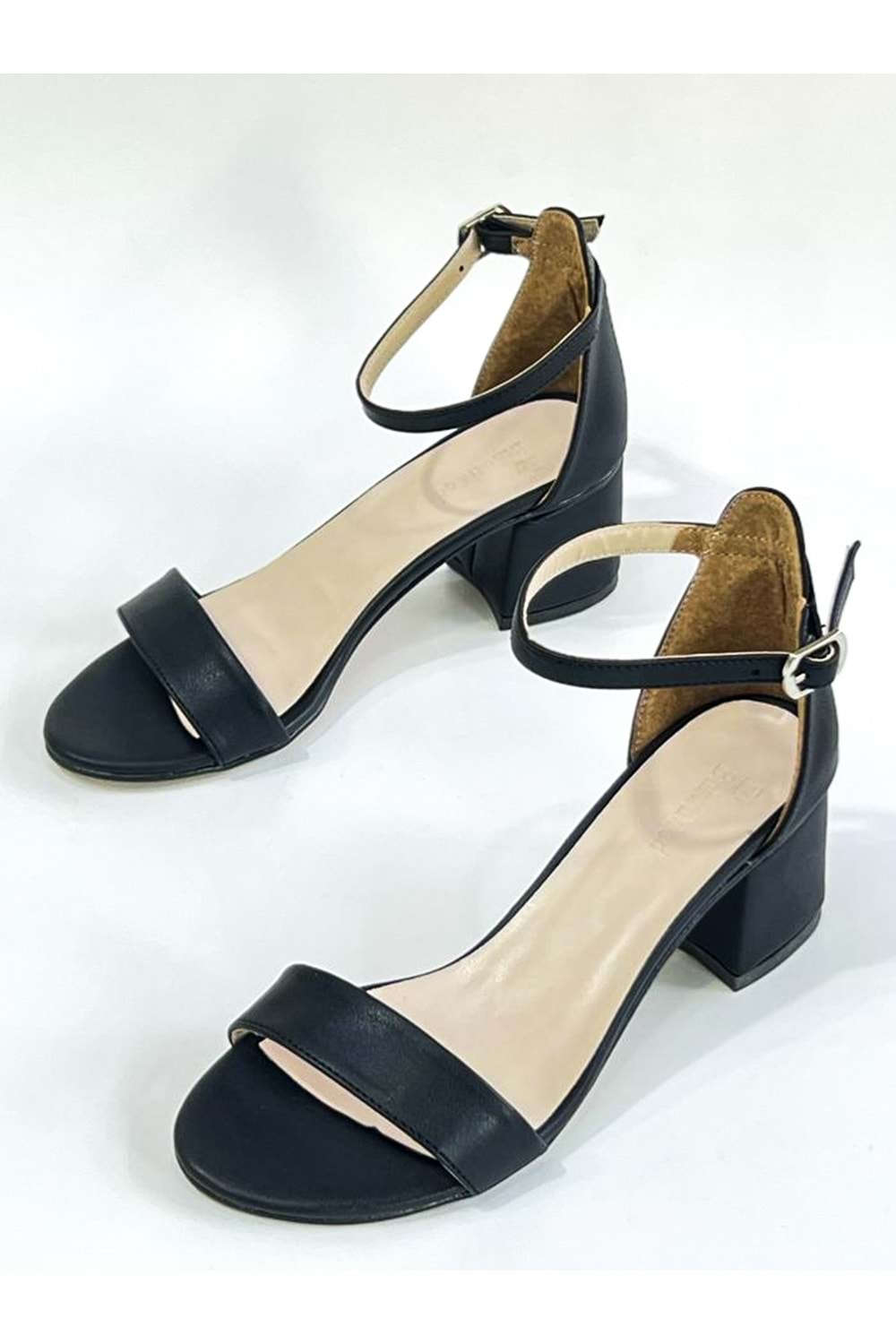 BulutMod Siyah Kadın Deri Tek Bant Klasik Topuklu Ayakkabı - Siyah Deri - 38