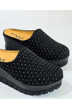 BulutMod BA04135 Siyah Kadın Taşlı Kapalı Günlük Sabo Topuklu Terlik - SİYAH - 40