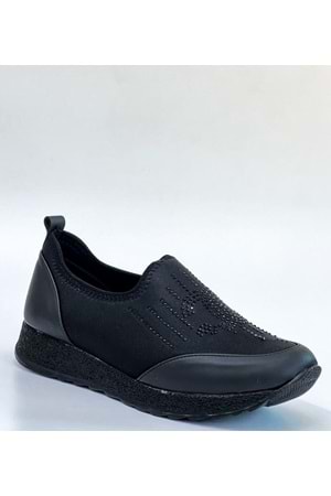BulutMod BA04151 Siyah Kadın Bağcıksız Taşlı Büyük Numara Günlük Spor Ayakkabı