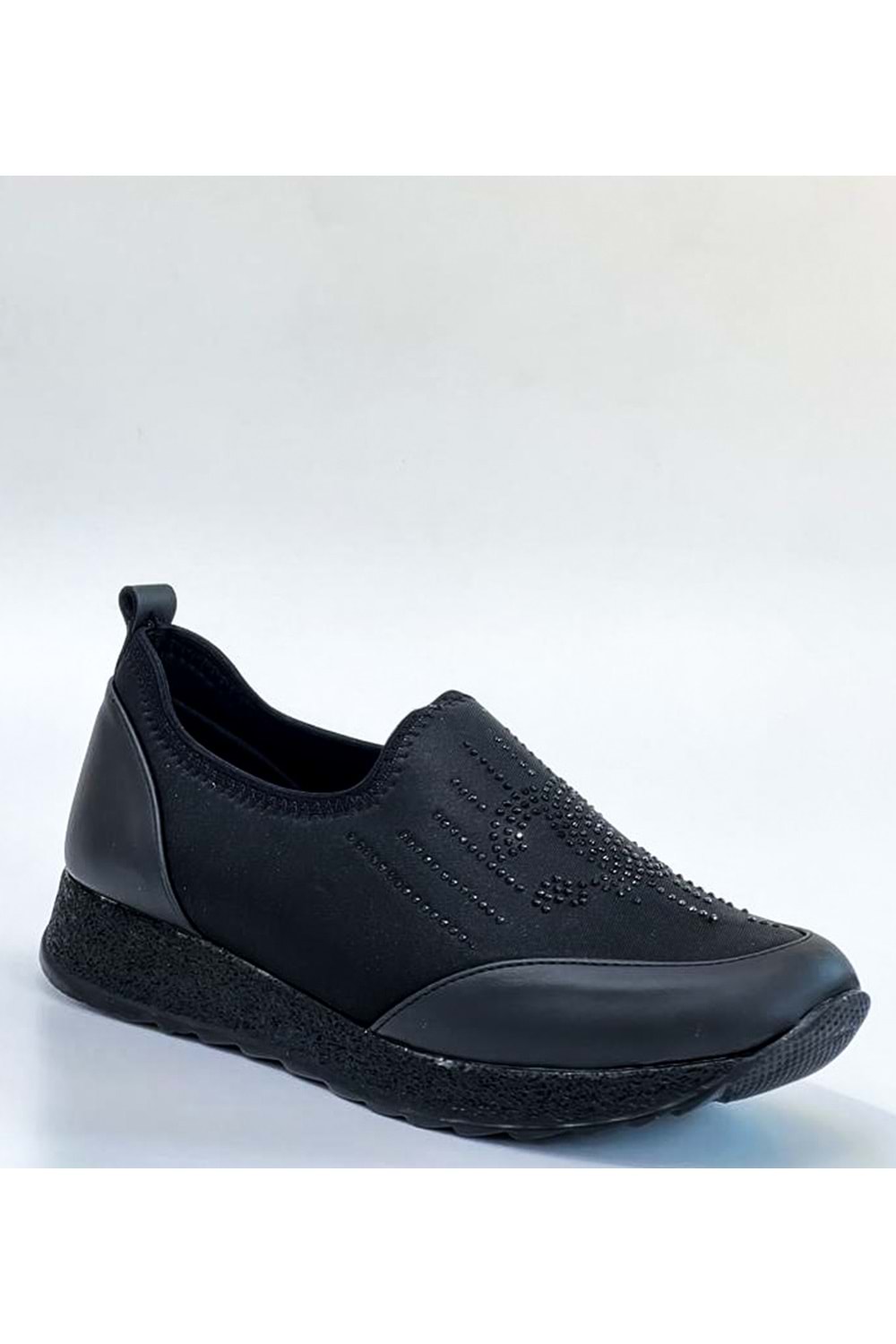 BulutMod BA04151 Siyah Kadın Bağcıksız Taşlı Büyük Numara Günlük Spor Ayakkabı