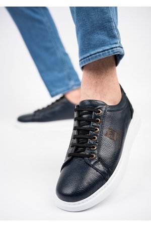 BulutMod Lacivert Erkek Hakiki Deri 4 Mevsim Casual Spor Ayakkabı - Lacivert - 39