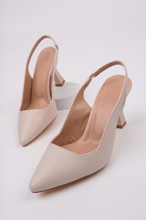 BulutMod BA04456 Ten Deri Kadın Sade Lastikli Yumuşak Taban 9 Cm Topuklu Ayakkabı - 38