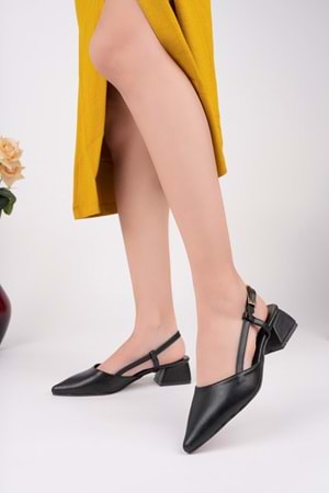 BulutMod BA04490 Siyah Kadın Tokalı Kısa Klasik 3 Cm Topuklu Ayakkabı.42