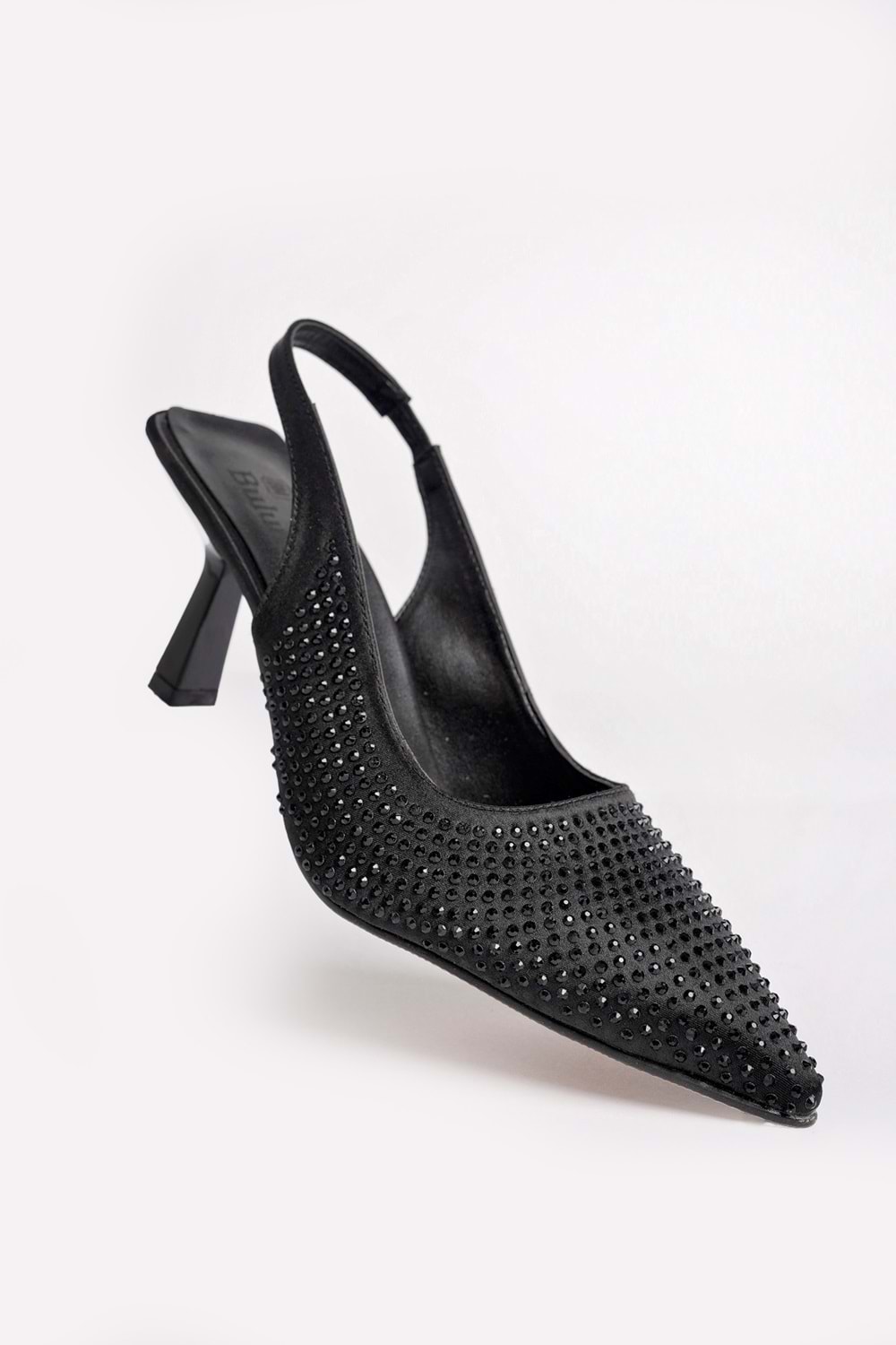 BulutMod BA04534 Siyah Kadın Taşlı Abiye Lastikli Klasik 7cm Topuklu Ayakkabı - Siyah - 37