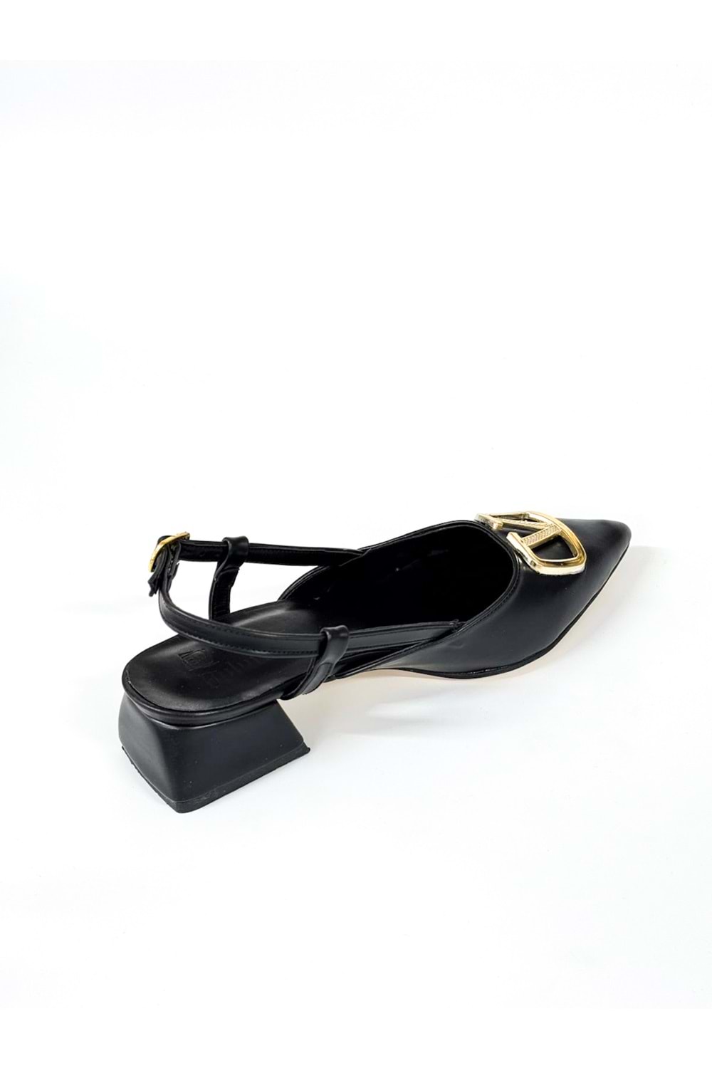 BulutMod BA04578 Siyah Kadın V Toka Yanı Açık Klasik 3Cm Topuklu Ayakkabı - 38