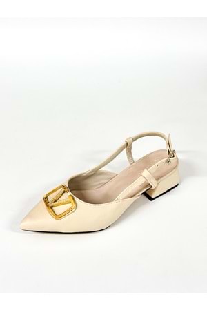 BulutMod BA04578 Ten Kadın V Toka Yanı Açık Klasik 3Cm Topuklu Ayakkabı - 42