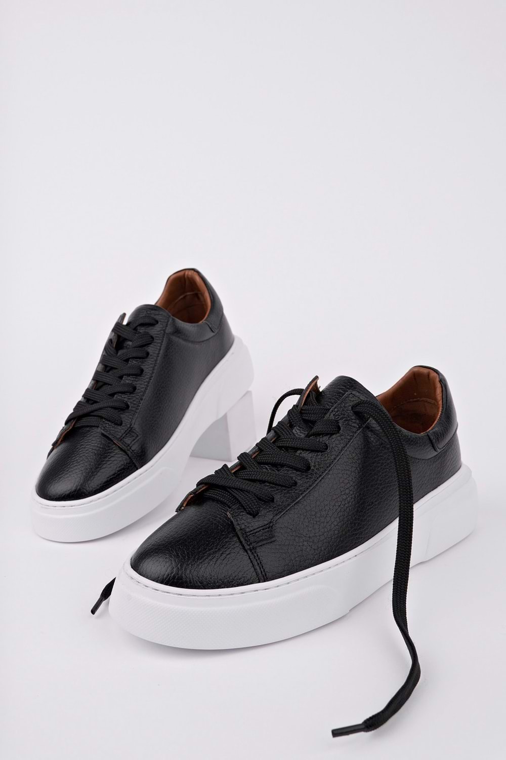 BulutMod BA04582 Siyah T Erkek Hakiki Deri İç Dış Deri Yüksek Eva Taban - 40