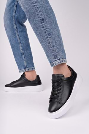 BulutMod BA04582 Siyah T Erkek Hakiki Deri İç Dış Deri Yüksek Eva Taban - 40