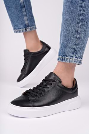 BulutMod BA04582 Siyah T Erkek Hakiki Deri İç Dış Deri Yüksek Eva Taban - 44