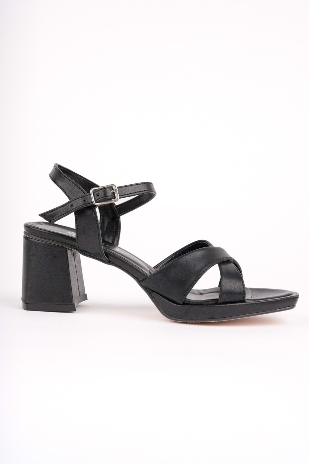 BulutMod BA04590 Siyah Kadın Çapraz Kare Burun Platform 6 Cm Topuklu Ayakkabı - 40