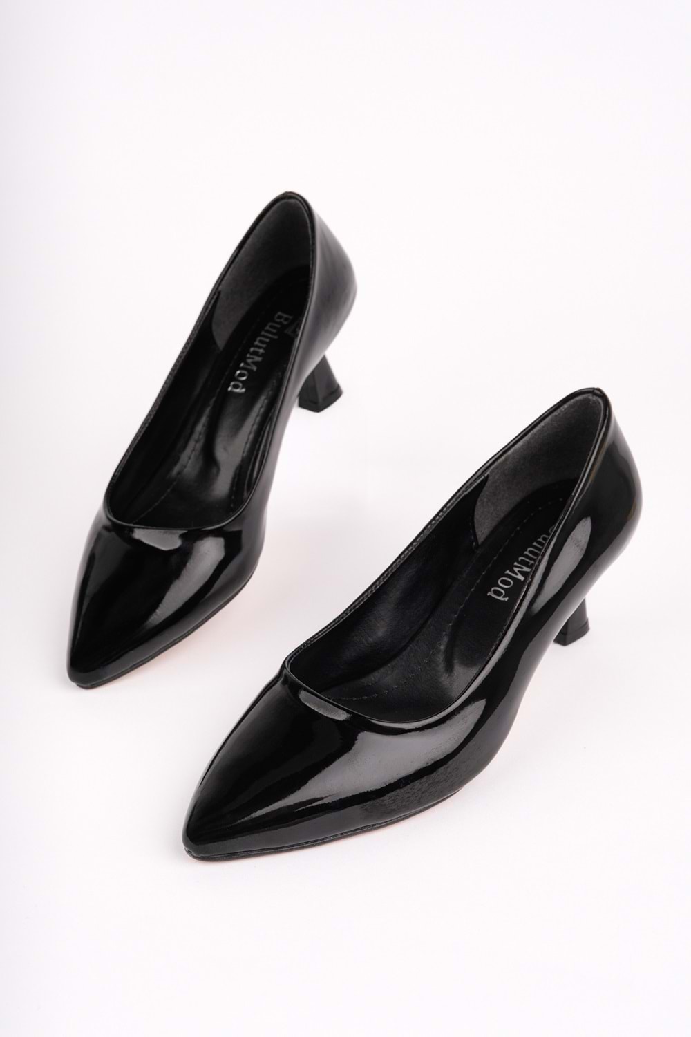 BulutMod BA04591 Siyah Rugan Kadın Günlük Abiyelik Büyük Numara 5 cm Topuklu Ayakkabı - 41