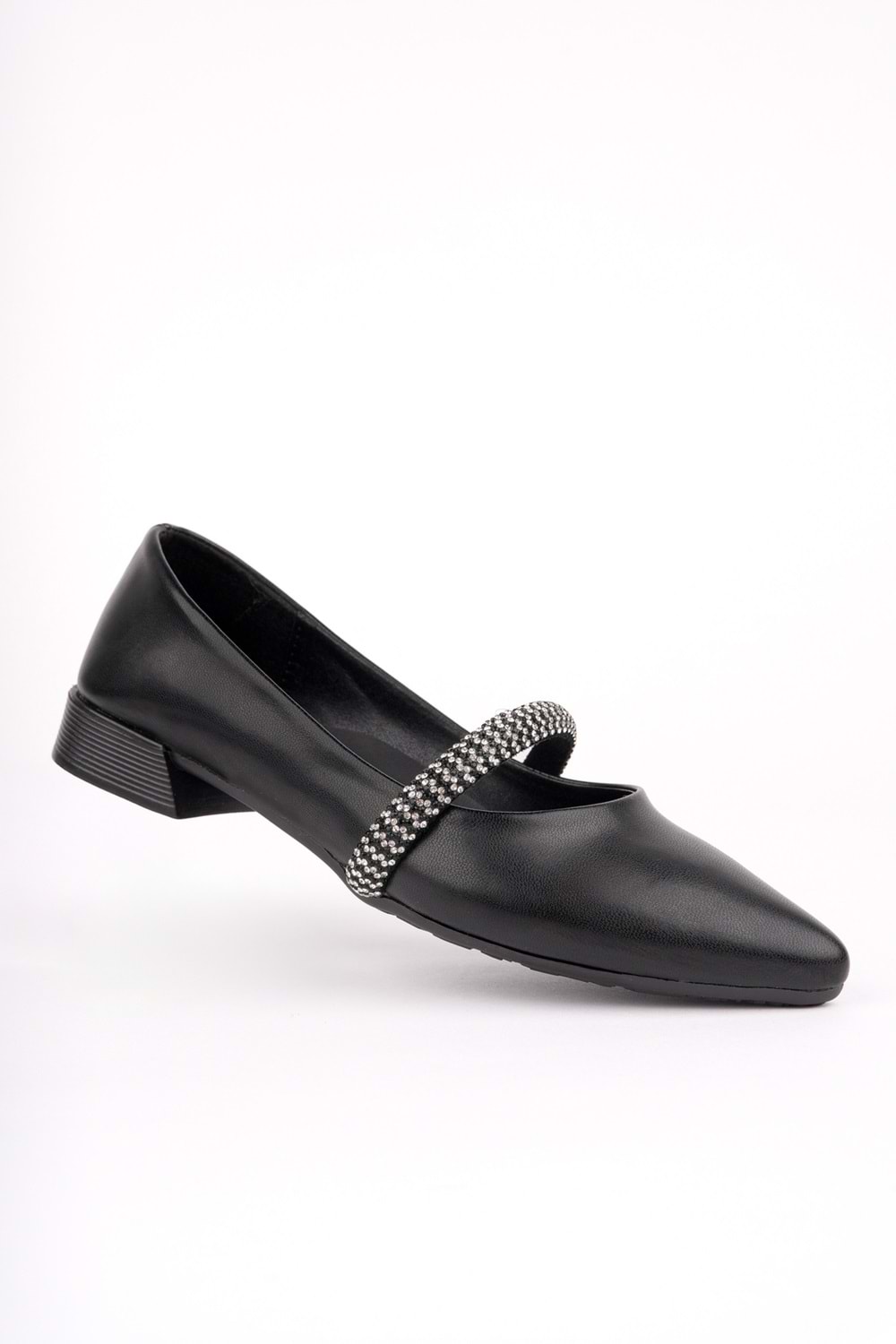 BulutMod BA04595 Siyah G Kadın Geniş Taşlı Günlük Büyük Numara Babet - 38