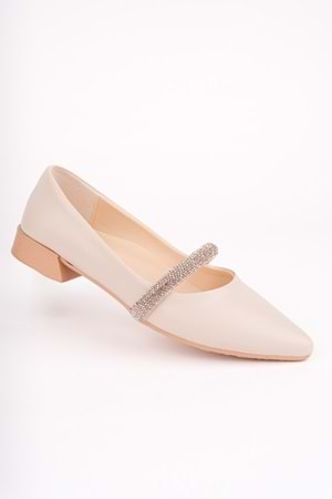 BulutMod BA04595 Ten G Kadın Geniş Taşlı Günlük Büyük Numara Babet - 40