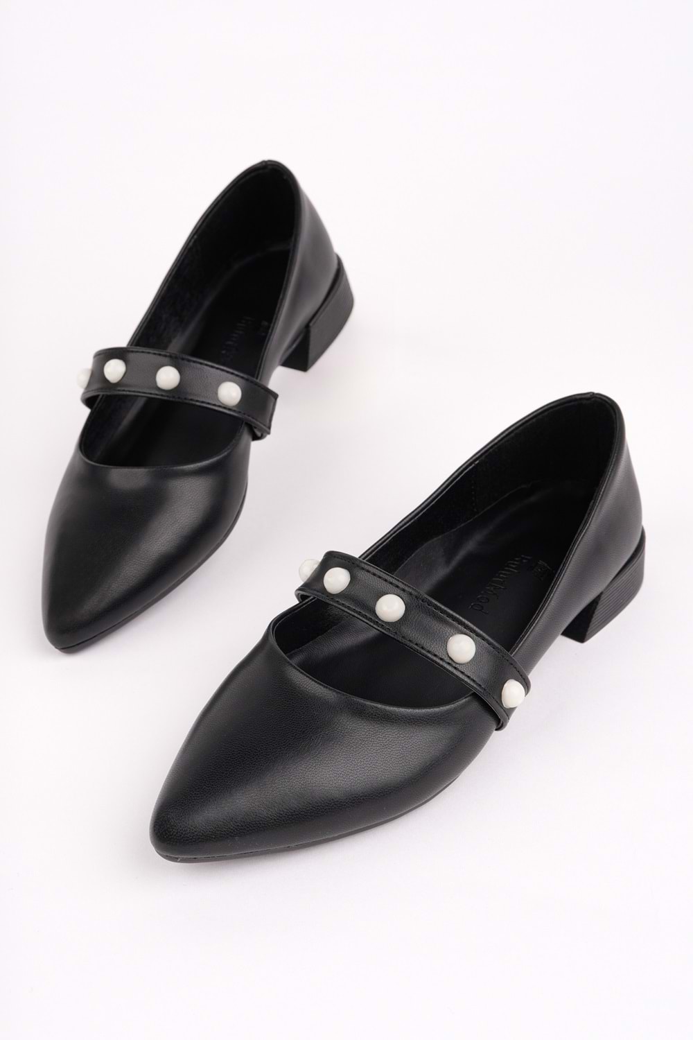 BulutMod BA04595 Siyah İ Kadın İnci Bantlı Günlük Büyük Numara Babet - 40