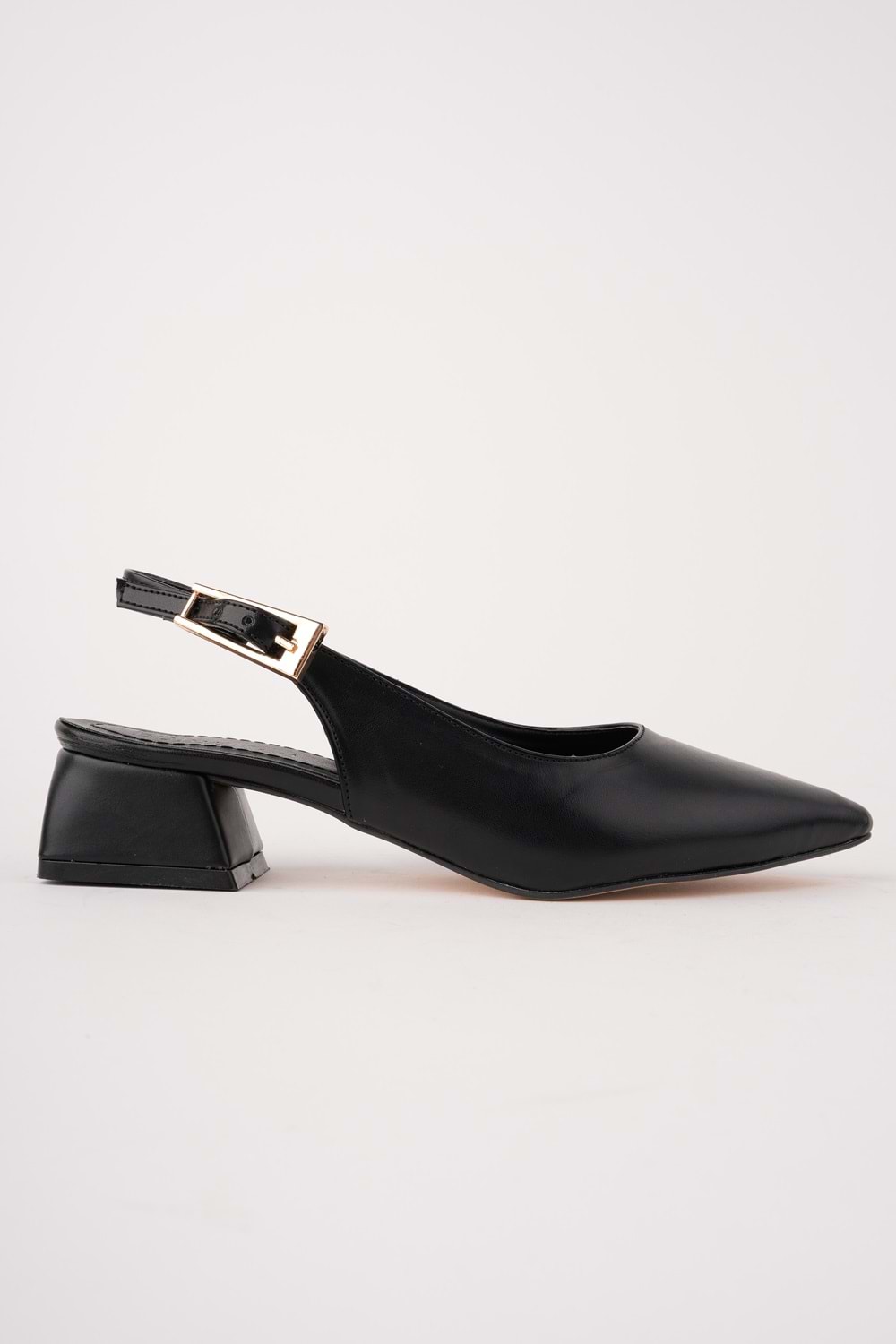 BulutMod BA04598 Siyah D Kadın Altın Toka Günlük Abiye 3 Cm Kısa Topuklu Ayakkabı - 39