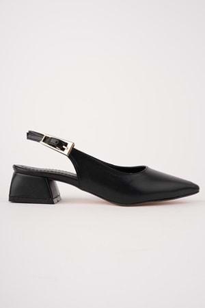 BulutMod BA04598 Siyah D Kadın Altın Toka Günlük Abiye 3 Cm Kısa Topuklu Ayakkabı - 39