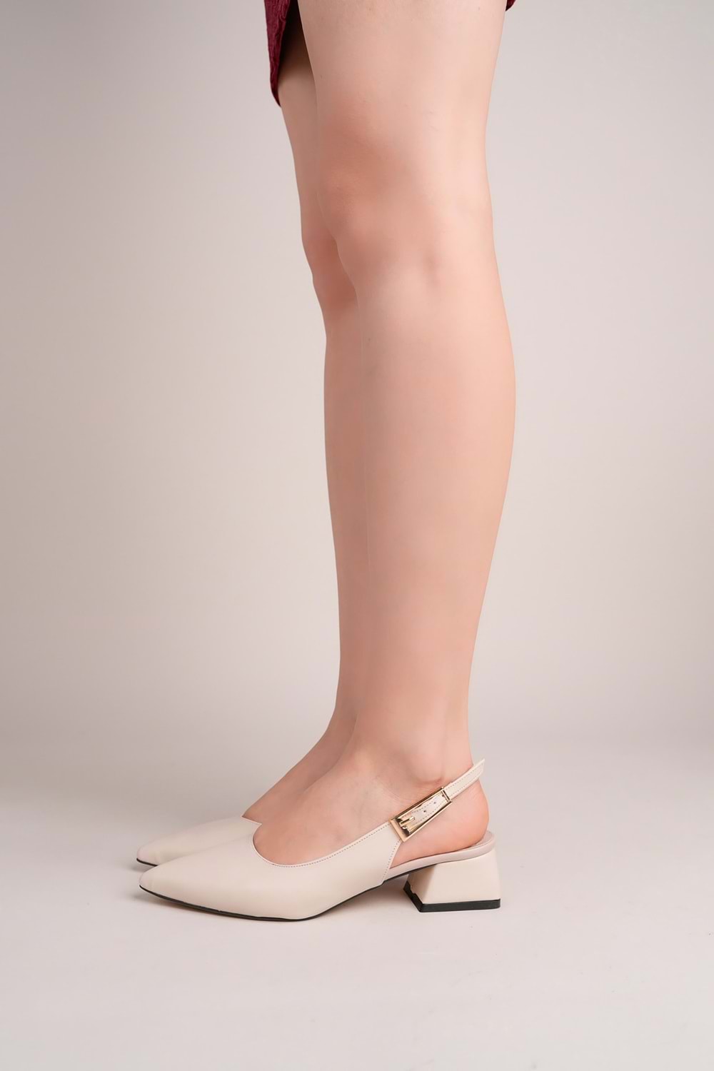 BulutMod BA04598 Ten D Kadın Altın Toka Günlük Abiye 3 Cm Kısa Topuklu Ayakkabı - 39